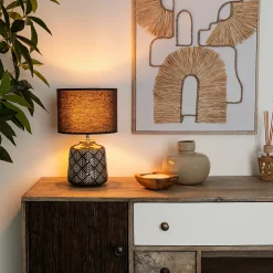 Lampe Ilou grise - céramique H35 cm - Atmosphera