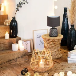 Lampe Ilou grise - céramique H35 cm - Atmosphera