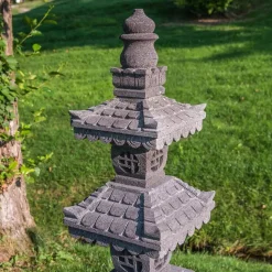 Lampe jardin japonais pierre de lave 1.50 m