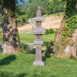 Lampe jardin japonais pierre de lave 1.50 m