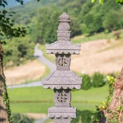 Lampe jardin japonais pierre de lave 1.50 m