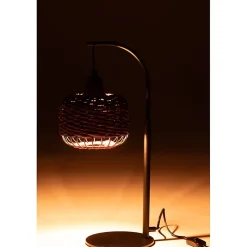 Lampe lanterne en métal et fibre marron 17x17x52 cm