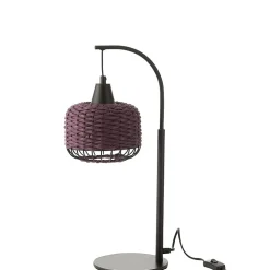 Lampe lanterne en métal et fibre marron 17x17x52 cm
