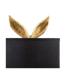 Lampe lapin doré abat-jour noir