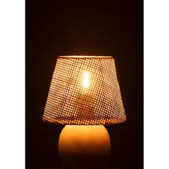 Lampe led à piles en bois beige 17x17x23 cm