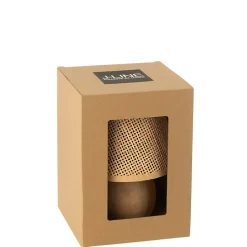Lampe led à piles en bois beige 17x17x23 cm