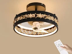 Lampe LED à ventilateur avec détails de finition en corde