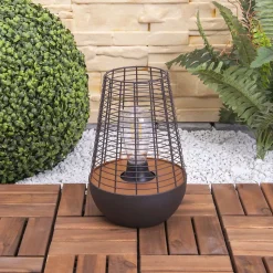 Lampe LED décorative de 27 cm de haut, en métal noir, LED fixe, décoration pour l'extérieur