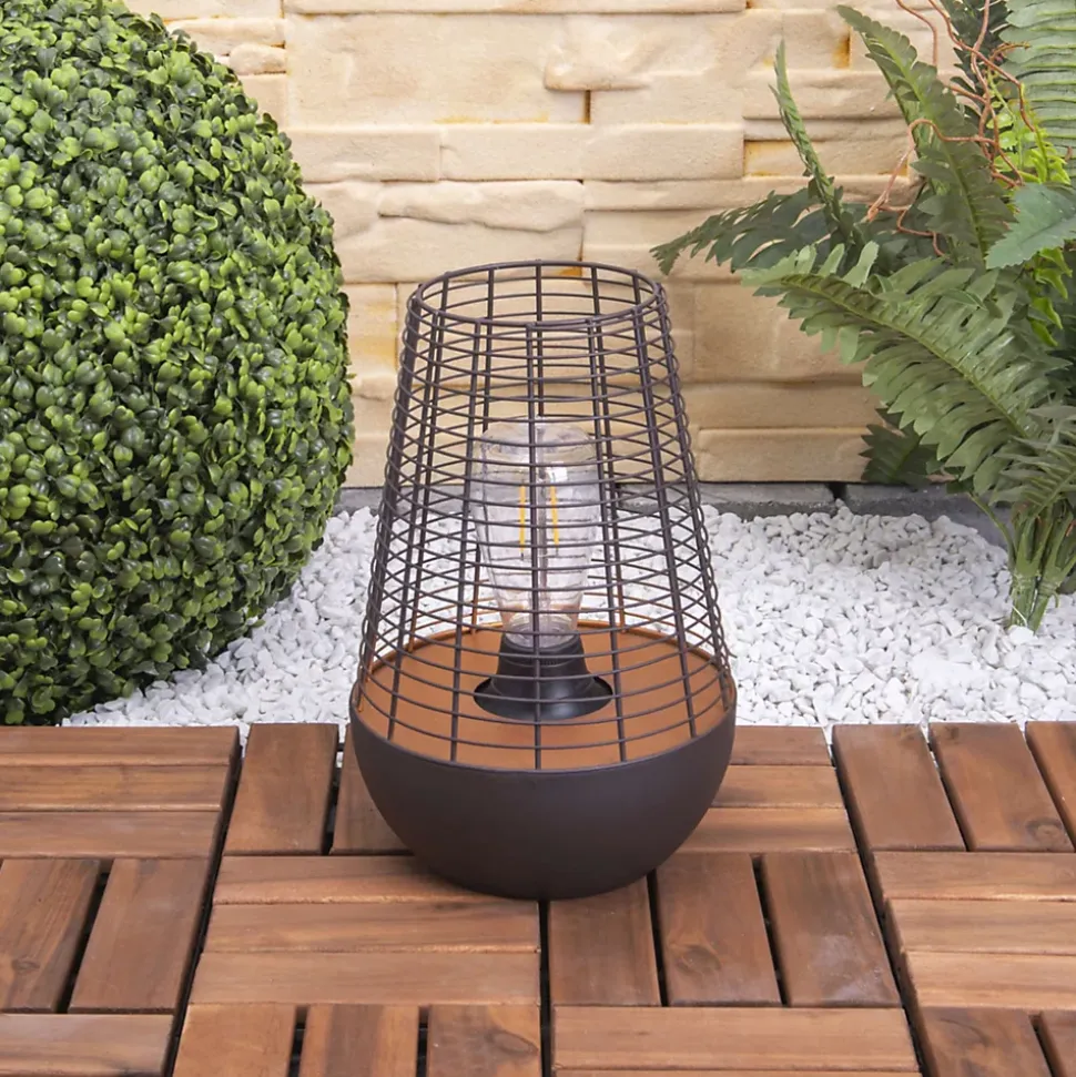 Lampe LED décorative de 27 cm de haut, en métal noir, LED fixe, décoration pour l'extérieur