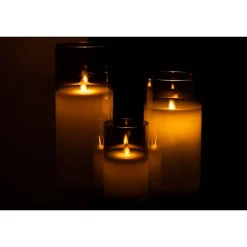 Lampe led en verre gris 10x10x25 cm