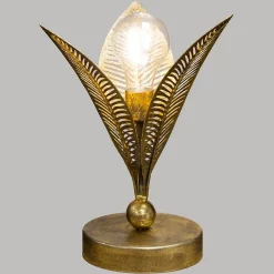 Lampe LED Feuille - métal - doré - H25 cm - Atmosphera