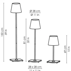 Lampe LED Poldina Pro XXL Gris Foncé rechargeable et dimmable 150cm avec batterie jusqu'à 12 heures