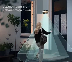 Lampe LED Solaire Extérieur avec Détecteur de Mouvement 3 Modes Étanche, Aluminium, Noir Classe énergétique G