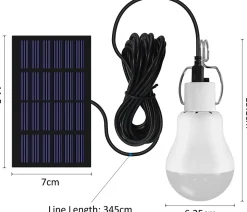 Lampe LED Solaire Extérieure à Suspendre 3W Avec 3,45M Câble, Lanterne Solaire Portable Avec Panneau Solaire, Ampoule LED Solaire