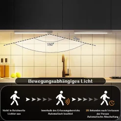 Lampe LED sous meuble NETTLIFE avec détecteur de mouvement, rechargeable par USB, 1 500 mAh, un couloir ou un placard