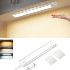 Lampe LED sous meuble NETTLIFE avec détecteur de mouvement, rechargeable par USB, 1 500 mAh, un couloir ou un placard