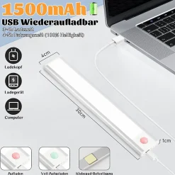 Lampe LED sous meuble NETTLIFE avec détecteur de mouvement, rechargeable par USB, 1 500 mAh, un couloir ou un placard