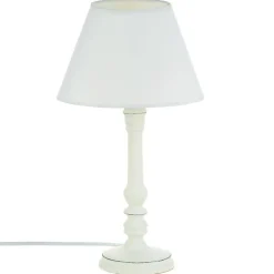 Lampe Leo blanche - bois H36 cm - Atmosphera