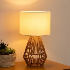 Lampe Lila - coton et métal - H40 cm - Atmosphera