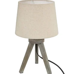 Lampe mini trépied - bois et ivoire H31 cm - Atmosphera