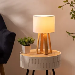 Lampe Molu - bois et blanc H35 cm - Atmosphera