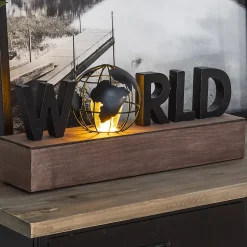Lampe mot World - noir L38 cm - Atmosphera