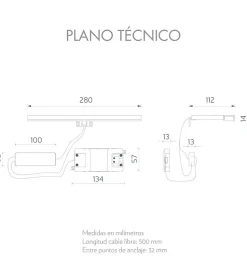 Lampe murale LED multi crochets pour miroir de salle de bain - Lumière blanche froide (5700K) - 28cm - Pegasus Model
