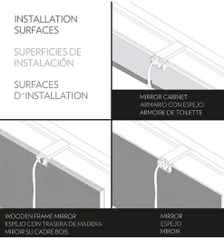 Lampe murale LED multi crochets pour miroir de salle de bain - Lumière blanche froide (5700K) - 50cm - Atenea Model