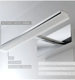 Lampe murale LED multi crochets pour miroir de salle de bain - Lumière blanche froide (5700K) - 80cm - Pegasus Model