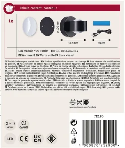 Lampe murale rechargeable à LED Zorik IP44 gradable 2700K 100mm 2x1,1W Noir