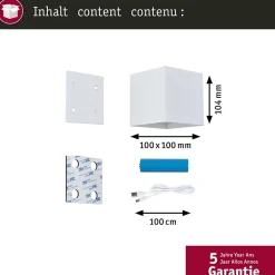 Lampe murale rechargeable à LED Nyara IP44 3000K 100x104mm 2x1W Blanc