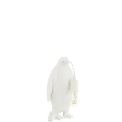 Lampe pingouin en résine Blanc 18,5x18,5x35cm