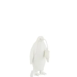 Lampe pingouin en résine Blanc 18,5x18,5x35cm