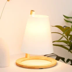 Lampe Pita - bambou et blanc H26 cm - Atmosphera
