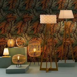 Lampe Pita - bambou et blanc H26 cm - Atmosphera