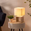 Lampe Pojo - bois et blanc - H32 cm - Atmosphera