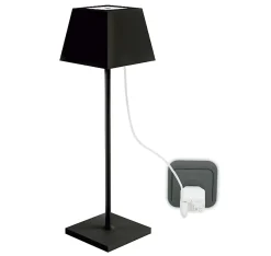Lampe rechargeable carré en métal noir H:37cm