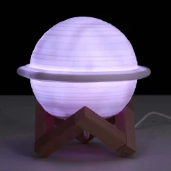 Lampe ronde avec support en bois Saturne