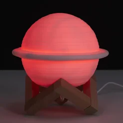 Lampe ronde avec support en bois Saturne