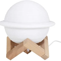 Lampe ronde avec support en bois Saturne