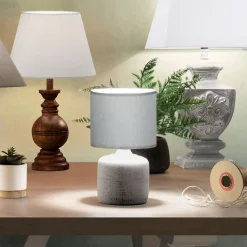 Lampe Salta grise - céramique H26.5 cm - Atmosphera