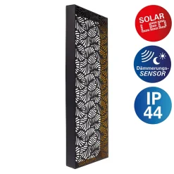 Lampe solaire / décorative 'Ima' en métal noir, blanc chaud, avec capteur crépusculaire, hauteur environ 61,7 cm, pour l'extérieur