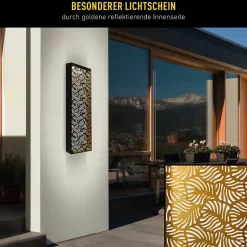 Lampe solaire / décorative 'Ima' en métal noir, blanc chaud, avec capteur crépusculaire, hauteur environ 61,7 cm, pour l'extérieur