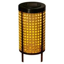 Lampe solaire à LED 'Patti' Lampe de table d'extérieur en métal et plastique noir et naturel, avec LED fixe intégrée