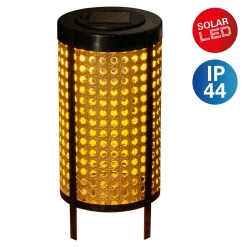 Lampe solaire à LED 'Patti' Lampe de table d'extérieur en métal et plastique noir et naturel, avec LED fixe intégrée