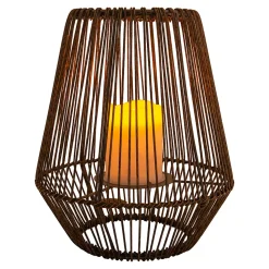 Lampe solaire à LED 'PLASTO' D: 26 cm Décoration extérieure en métal et plastique brun