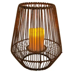 Lampe solaire à LED 'PLASTO' D: 26 cm Décoration extérieure en métal et plastique brun