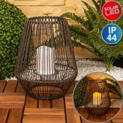 Lampe solaire à LED 'PLASTO' D: 26 cm Décoration extérieure en métal et plastique brun