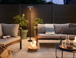 Lampe solaire à poser LED intégrée Jazz 12W 100/1000lm IP44 noir H.50cm/1,5m