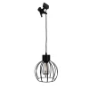 Lampe solaire / suspension 'Grid' en métal noir, D: 20 cm, ampoule fixe incluse, blanc chaud, pour l'extérieur